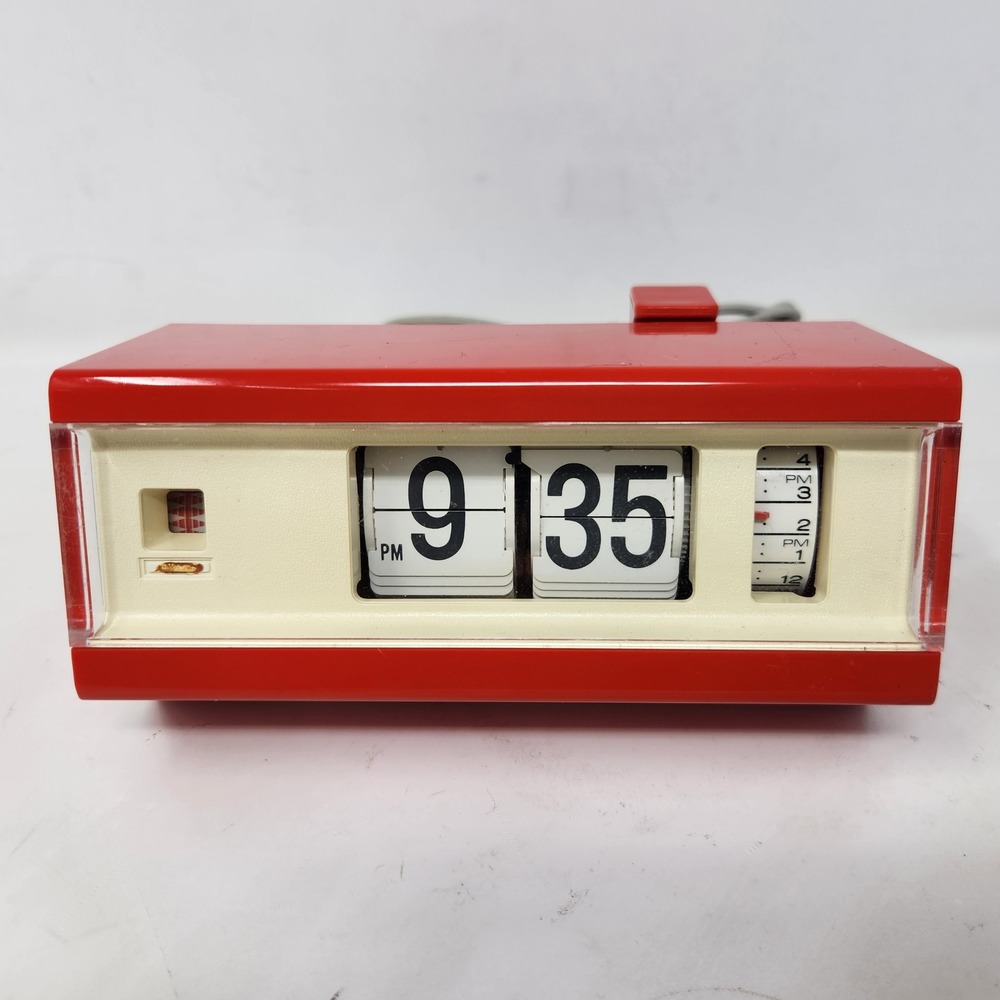 Vintage Copal 227 Red Flip Clock Alarm Japan Mid Century Modern READ